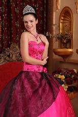 Stylish Deep Rose Pink Embroidery 16th Girls Party Dress