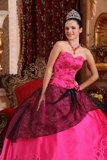 Stylish Deep Rose Pink Embroidery 16th Girls Party Dress