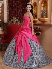 Sweetheart Fuchsia Quinceanera Dress Printed Zebra Fabric