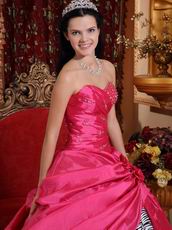 Sweetheart Fuchsia Quinceanera Dress Printed Zebra Fabric