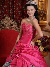 Sweetheart Fuchsia Quinceanera Dress Printed Zebra Fabric