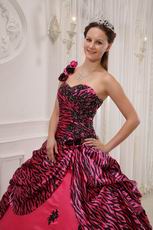 Single One Shoulder Zebra Printed Military Party Ball Gown