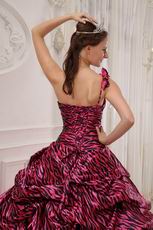 Single One Shoulder Zebra Printed Military Party Ball Gown