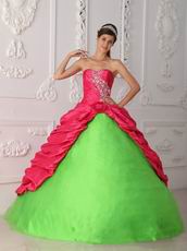 Fuchsia And Spring Green Mixed Dress For Quinceanera Party