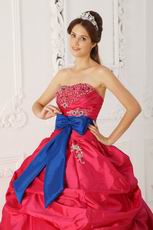 Sweetheart Blue Ribbon 2014 Quinceanera Dress With Beading