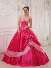 Designer Quinceanera Outfits Deep Pink Dress With Bowknot