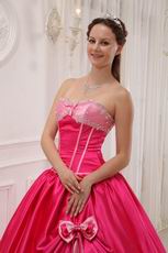 Designer Quinceanera Outfits Deep Pink Dress With Bowknot