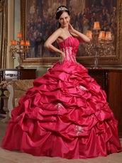 Strapless Coral Red Quinceanera Gown Online Shopping