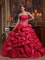 Strapless Coral Red Quinceanera Gown Online Shopping