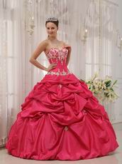 Fuchsia Appliqued Quinceanera Dress Sweetheart Neckline