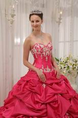 Fuchsia Appliqued Quinceanera Dress Sweetheart Neckline