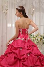 Fuchsia Appliqued Quinceanera Dress Sweetheart Neckline