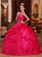 Sleeveless Fuchsia Organza Winter Warm Quinceanera Dress