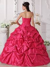 Deep Rose Pink Beading Emberllish Quinceanera Dress