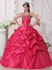 Deep Rose Pink Beading Emberllish Quinceanera Dress