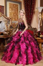 Black and Fuchsia Ruffles Skirt Good Looking Quinceanera Dress