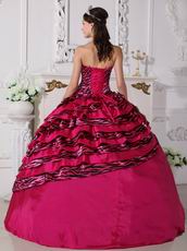 Quality Rose Pink Printed Zebra Fabric Quinceanera Dress