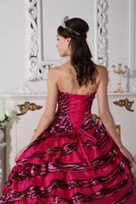 Quality Rose Pink Printed Zebra Fabric Quinceanera Dress