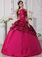 Quality Rose Pink Printed Zebra Fabric Quinceanera Dress