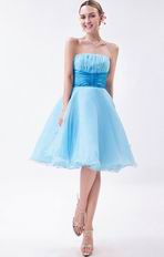 Strapless Light Blue Lovely Girls Choose Graduation Dress