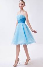 Strapless Light Blue Lovely Girls Choose Graduation Dress