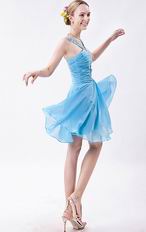 Girls Best Choose V-Neck Sky Blue Graduation Dress