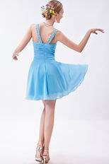 Girls Best Choose V-Neck Sky Blue Graduation Dress