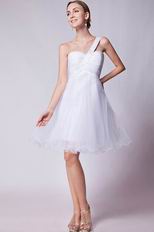 OneShoulder Knee Length White Graduation Dress