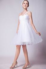 OneShoulder Knee Length White Graduation Dress