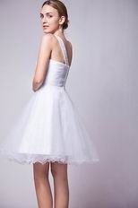 OneShoulder Knee Length White Graduation Dress