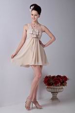 One Shoulder Champagne Discount Mini Graduation Dress