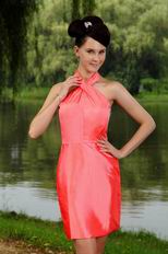 Halter Column Pink Graduation Dress For Cheap