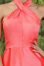 Halter Column Pink Graduation Dress For Cheap