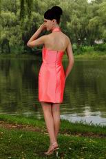 Halter Column Pink Graduation Dress For Cheap