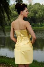 Discount Yellow Stain Graduation Dress With Bowknot Design