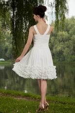 V-Neck Ivory Chiffon Skirt Graduation Short Dress