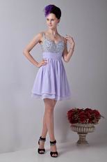 Spaghetti Straps Coloured Diamond Lavender Graduation Dress