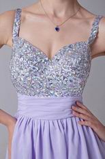 Spaghetti Straps Coloured Diamond Lavender Graduation Dress