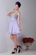 Spaghetti Straps Coloured Diamond Lavender Graduation Dress