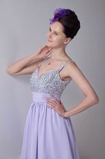 Spaghetti Straps Coloured Diamond Lavender Graduation Dress