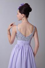 Spaghetti Straps Coloured Diamond Lavender Graduation Dress