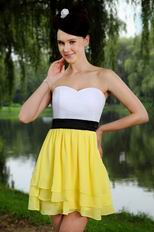 Sweetheart White And Yellow Chiffon Graduation Dress