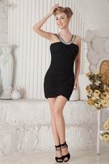 Sexy V-Neck Crystals Criss Cross Black Graduation Dress