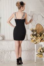 Sexy V-Neck Crystals Criss Cross Black Graduation Dress