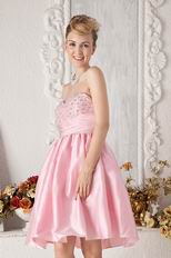 Sweetheart Pink Girl Graduation Dress With Beading