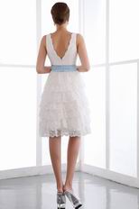 Layers Lace Short Graduation Dress With Baby Blue Belt
