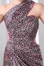 Sexy One Shoulder Backless Leopard Print Graduation Dress