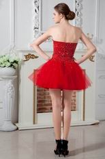 Lovely Sweetheart Dark Red Net Graduation Dress Cheap