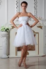 Wholesale Strapless White Organza Graduation Party Dress