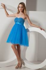 Sweetheart Beaded Blue Graduation Dress For Sale